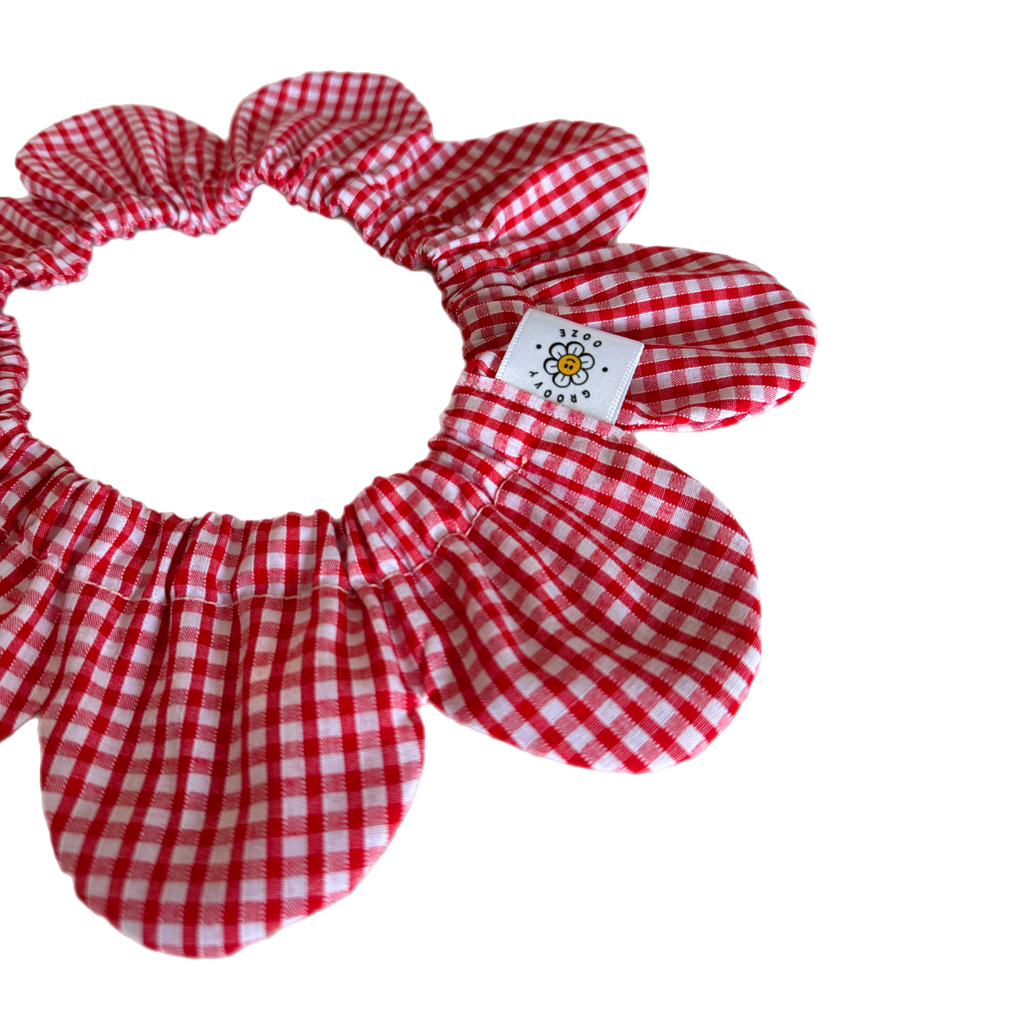 Red Gingham Flower Power Pet Bandana