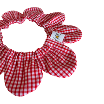 Red Gingham Flower Power Pet Bandana