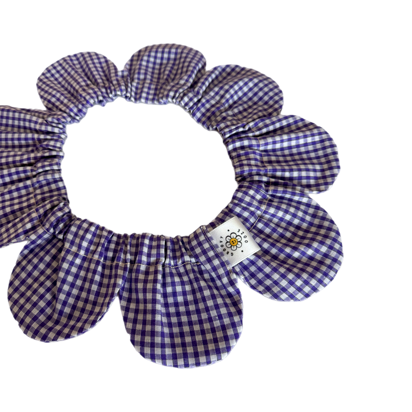 Purple Gingham Flower Power Bandana