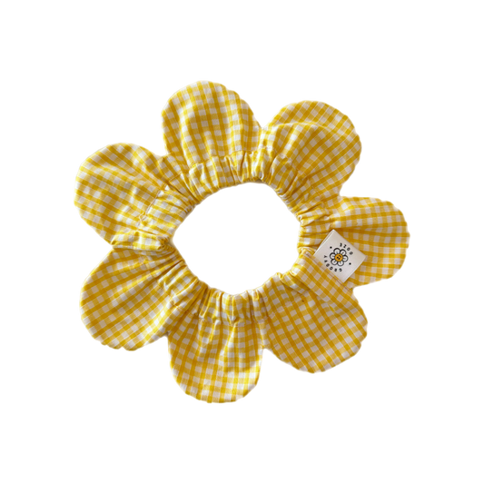 Yellow Gingham Flower Power Bandana