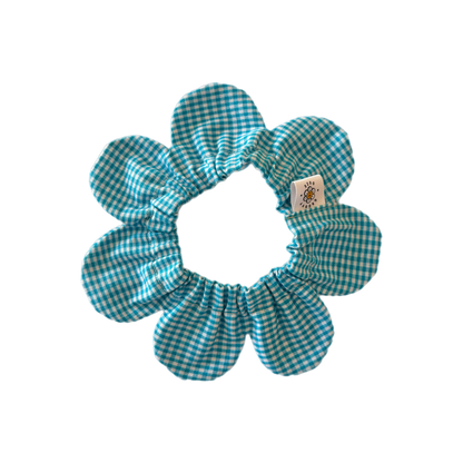 Teal Gingham Flower Power Bandana