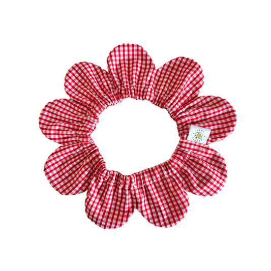 Red Gingham Flower Power Pet Bandana