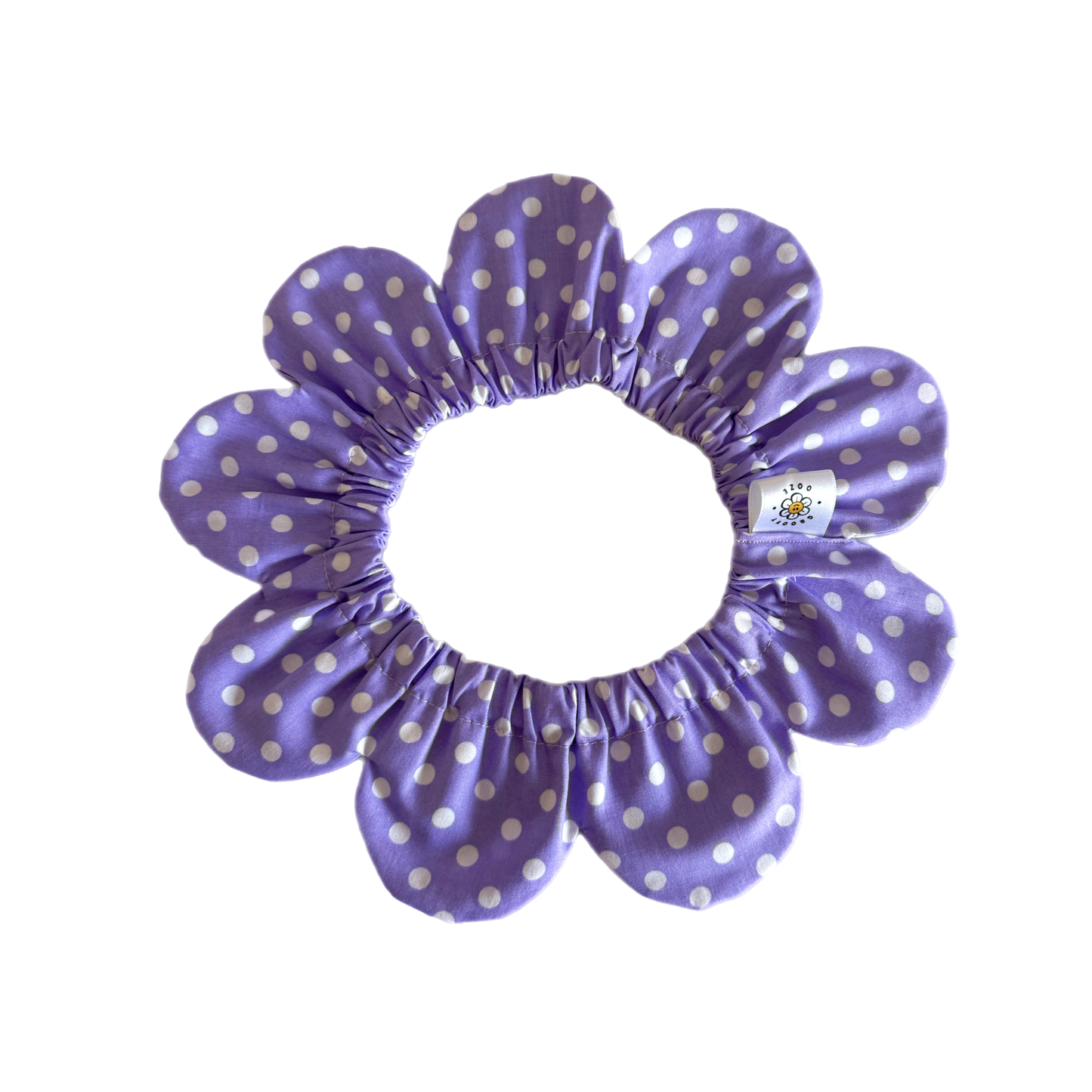 Lilac Polka Dot Flower Power Bandana