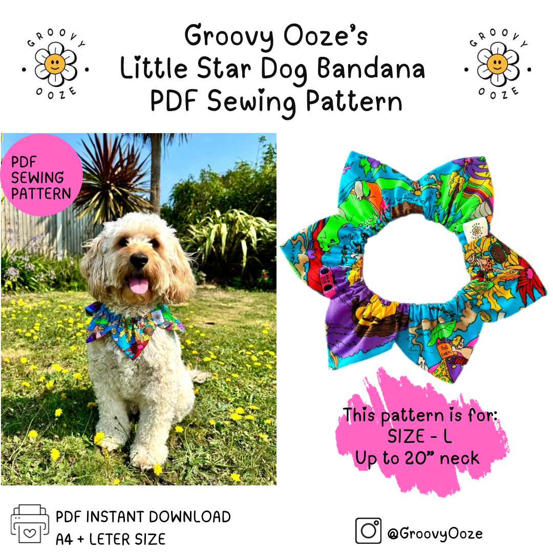 Little Star Pet Bandana PDF Sewing Pattern - SIZE L